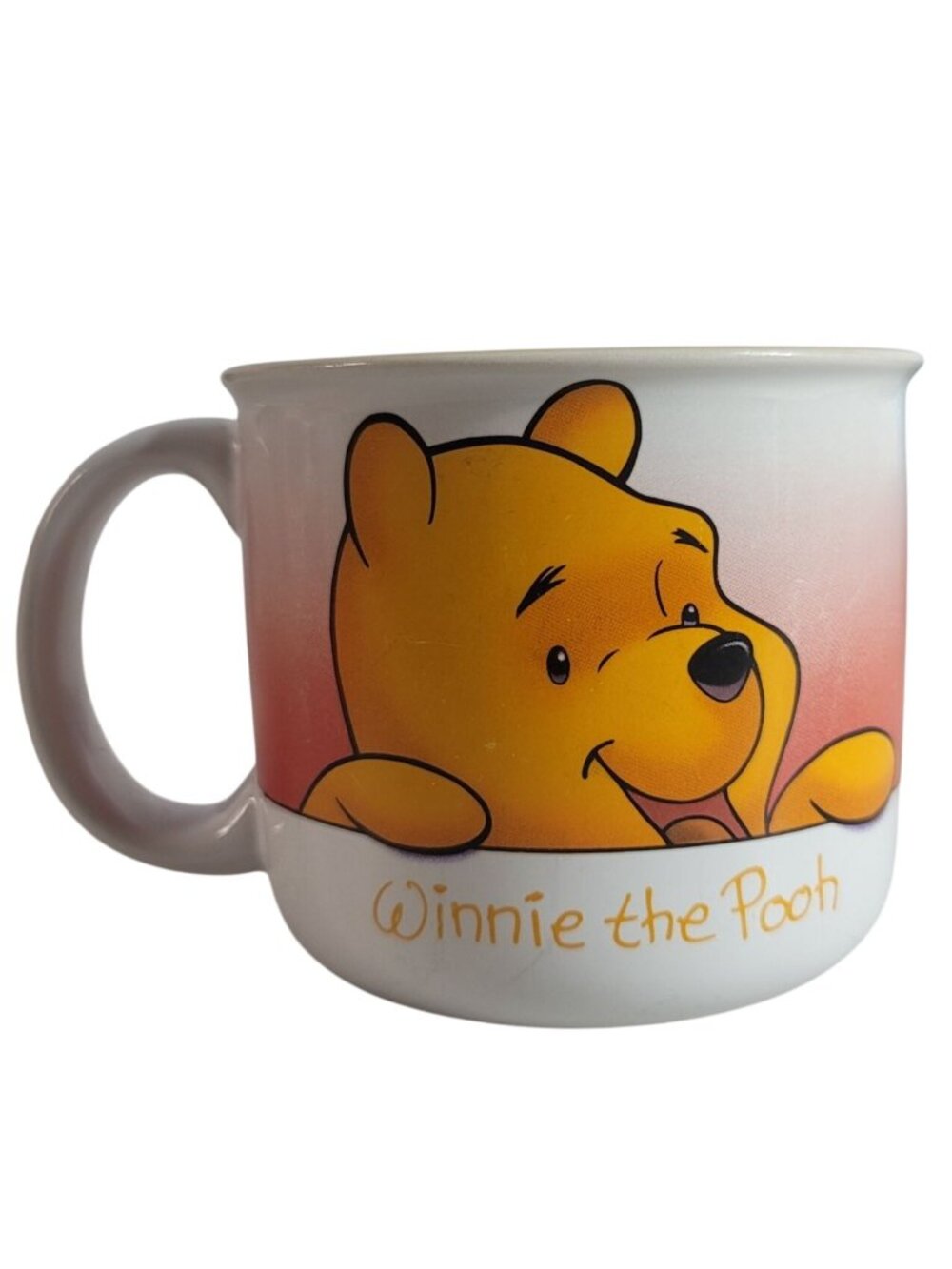 Walt Disney World Winnie The Pooh Mug 12oz Smiling Peeking Yellow Interior